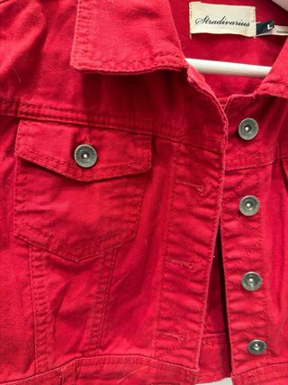 Cazadora vaquera rojo Stradivarius L Jacket