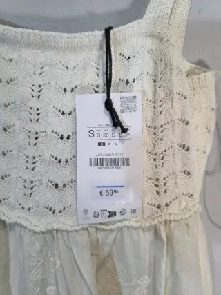 Vestido Zara blanco combinado punto