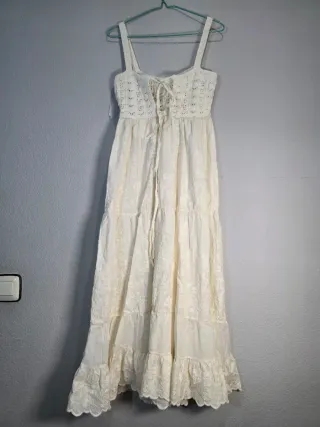 Vestido Zara blanco combinado punto