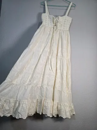 Vestido Zara blanco combinado punto