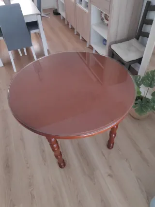 Mesa camilla redonda madera y cristal