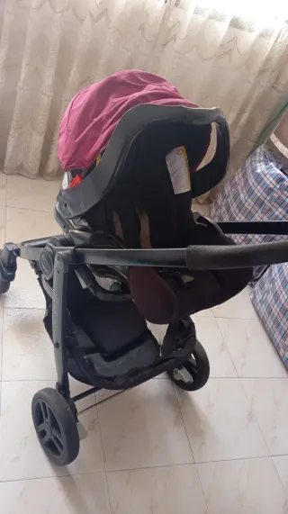 Carro de bebé rosa 3 piezas