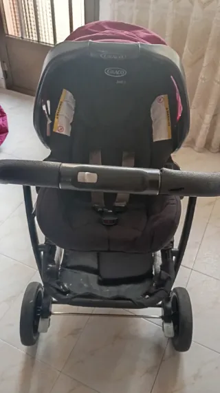 Carro de bebé rosa 3 piezas