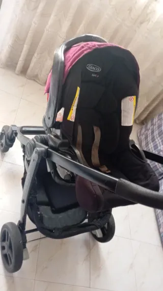 Carro de bebé rosa 3 piezas