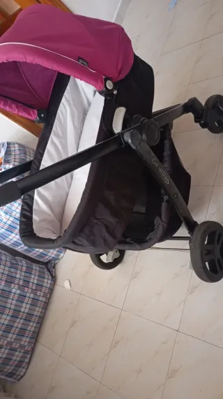 Carro de bebé rosa 3 piezas