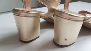 Sandalias tacón,Mimao doradas cómodas, muy bonitas