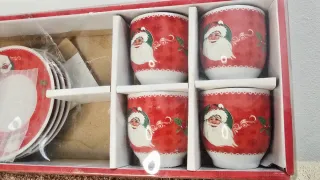 Set 4 Tazzine Caffè Babbo Natale con piattini