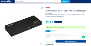 Duplicador HDMI 4K 4x2 Fonestar FO-22M42ED