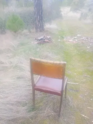 Silla rústica de cuero y metal