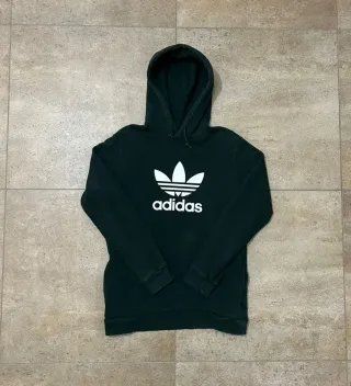Felpa con Cappuccio Adidas Verde Originale Cotone