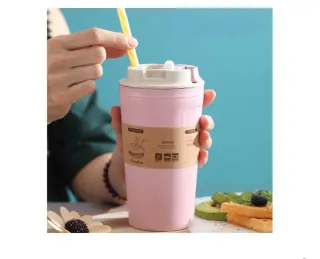 Taza rosa con tapa NUEVO