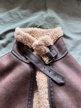 Cazadora piel borreguillo marrón Talla M