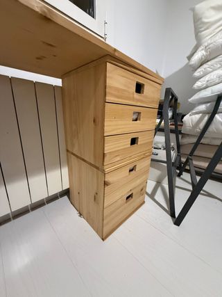 Escritorio madera maciza con cajoneras