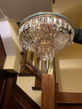 Lámpara de techo de cristal y metal