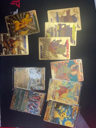 Pack 5 Cartas Pokémon Doradas + 3 Metálicas