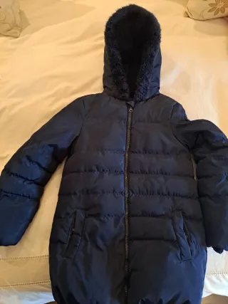 Cappotto per bambina blu navy con cappuccio