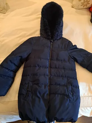 Cappotto per bambina blu navy con cappuccio