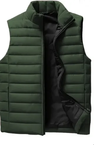 Chaleco acolchado verde sin mangas