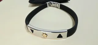 Bracciale Gomma Nera Timone Barca Oro