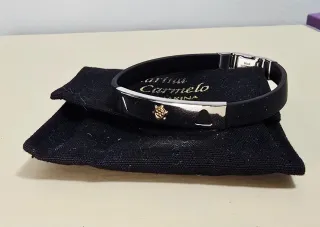 Bracciale Gomma Nera Timone Barca Oro