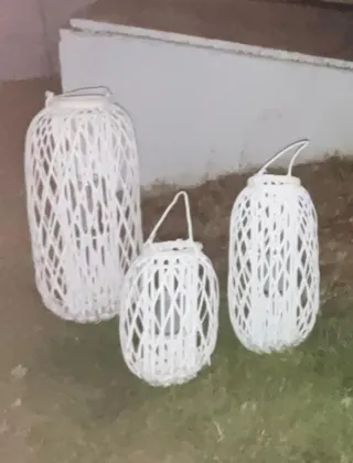 Candelabros de mimbre blancos (3 unidades)