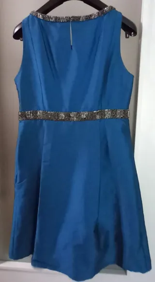Vestido fiesta Tintoretto azul y plata