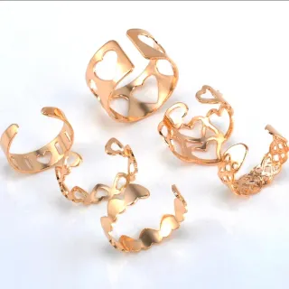 6 anelli dorati donna regolabili