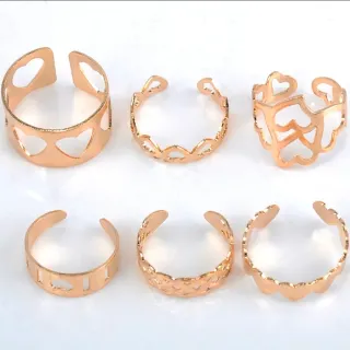 6 anelli dorati donna regolabili