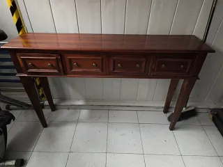Mueble recibidor más banqueta de madera maciza