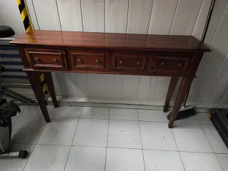 Mueble recibidor más banqueta de madera maciza