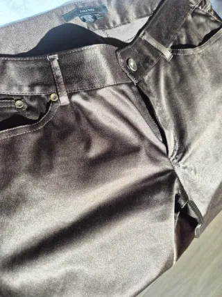 Pantalón Zara brillo marrón T.42
