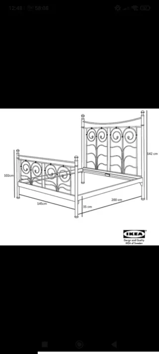 Estructura Cama Forjada IKEA (somier) + colchon