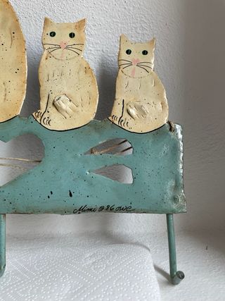 Appendiabiti ganci gatti in ferro battuto