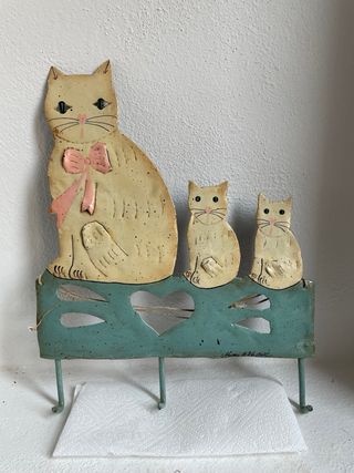 Appendiabiti ganci gatti in ferro battuto