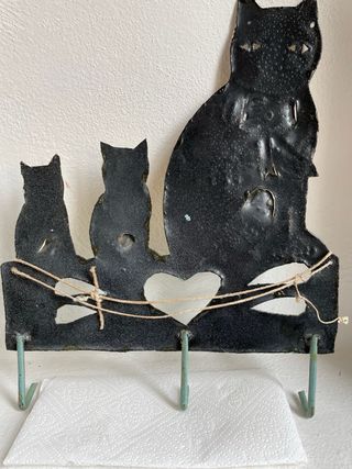 Appendiabiti ganci gatti in ferro battuto