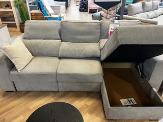 Sofá 3 plazas chaise longue con arcón