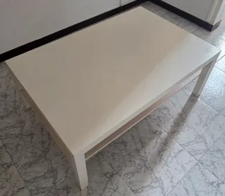 Mesa de centro blanca con estante 118 x 78 x 45 cm