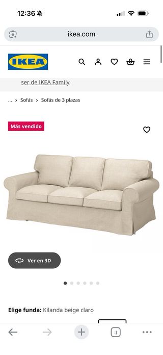 Sofá 3 plazas Ektorp Ikea Beige