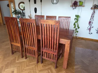 Mesa comedor y 6 sillas madera palisandro