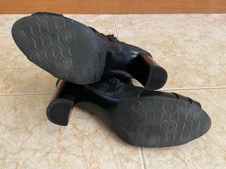 Botines negros cuero tacón cómodo talla 37