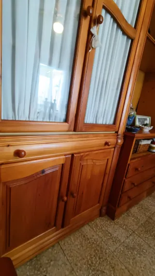 Mueble Bar Salón Madera Maciza Vitrinas