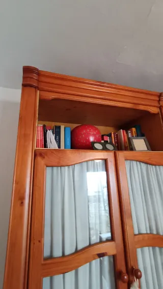 Mueble Bar Salón Madera Maciza Vitrinas