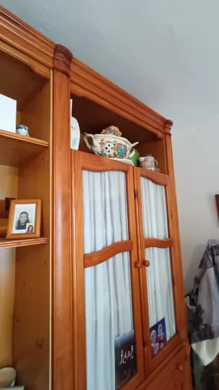 Mueble Bar Salón Madera Maciza Vitrinas