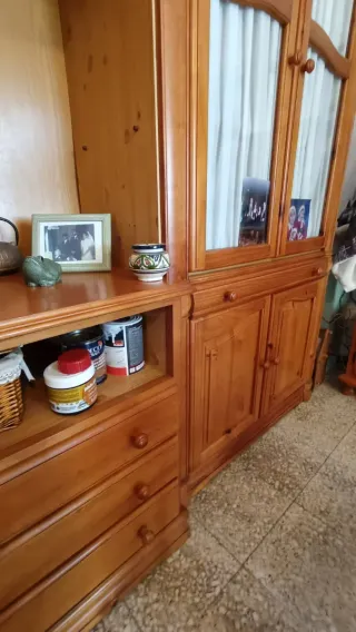 Mueble Bar Salón Madera Maciza Vitrinas