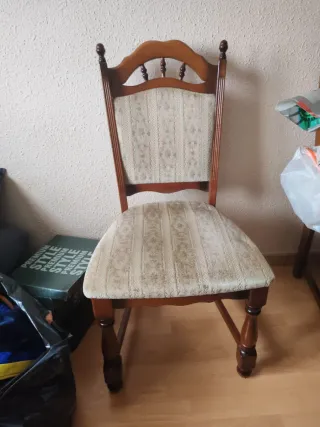 4 Sillas Vintage Madera Tapizadas