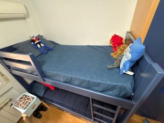 Litera madera con cajones azul