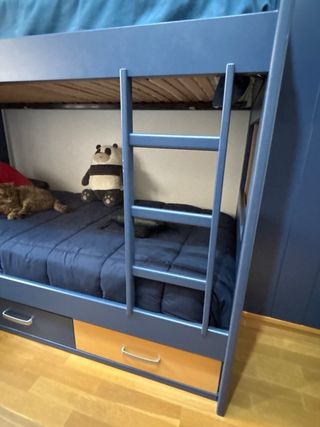 Litera madera con cajones azul