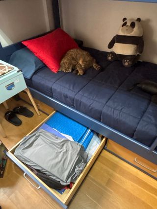 Litera madera con cajones azul