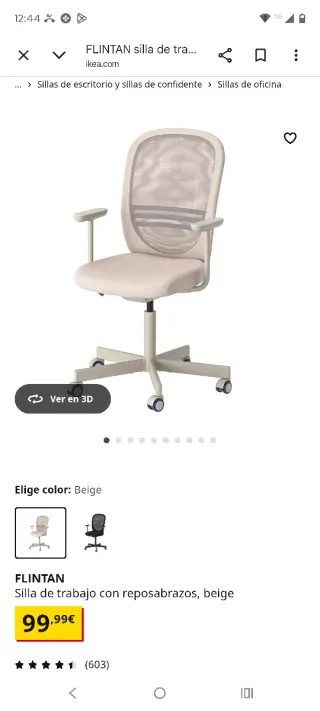 Silla de oficina beige y gris