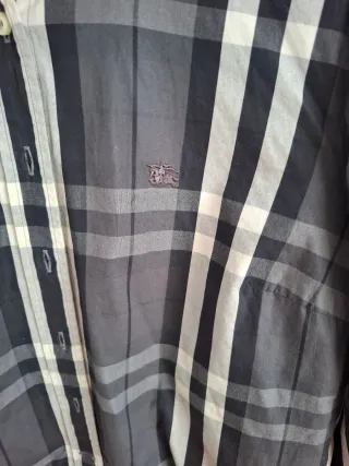 Camisa Burberry cuadros gris y blanco Talla L